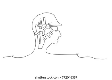 continuous line drawing of robot technology concept.