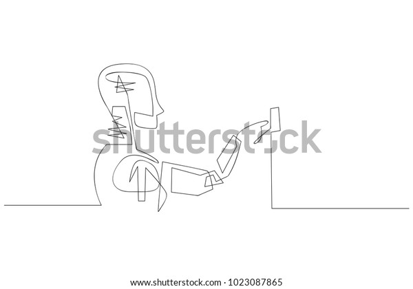 Continuous Line Drawing Robot Technology Concept Stock Vector (Royalty ...