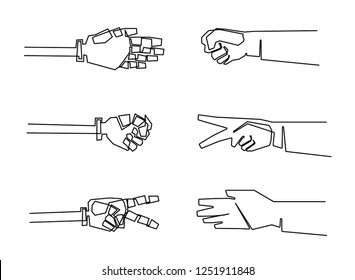 continuous line drawing Robots Play Rock  paper  scissors and humans 
businessman