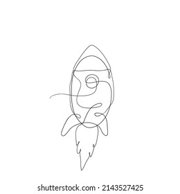 continuous line drawing rocket launch illustration vector in thin line