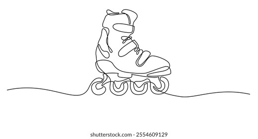 continuous line drawing of roller skates.one line drawing of roller skates.single line vector illustration.isolated white background