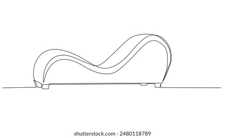 continuous line drawing of romantic chaise.one line drawing of sofa for love.single line vector illustration.isolated white background
