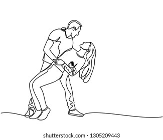 continuous line drawing of romantic couple in love. vector