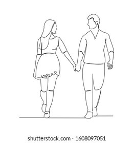 continuous line drawing of romantic couple vector illustration