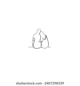 Dibujo de línea continuo. Pareja romántica. Diseño de concepto de temática de Lover. Vector de iconos de ilustración
