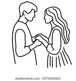 Continuous line drawing of a romantic couple holding hands, for valentine concept draw design vector graphic illustration