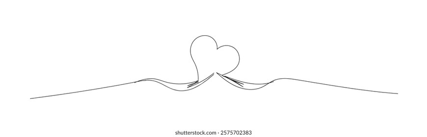 Continuous line drawing romantic date with heart symbol. Couple meeting. Dinner together. Hand made vector not AI 