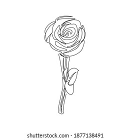 Dibujo continuo de la flor de rosa. Un concepto de arte de una línea de hermosa floral para saludar el amor. Ilustración del vector