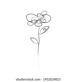 Dibujo de línea continua del vector de flor rosa