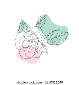 Continuous line drawing rose flower in modern minimal style