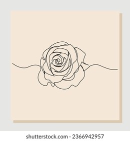 Continuous line drawing of rose flower. One line art concept of beautiful floral for love greeting. Vector illustration