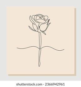 Dibujo continuo de la flor de rosa. Un concepto de arte de una línea de hermosa floral para saludar el amor. Ilustración del vector