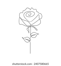 Dibujo continuo de línea de la ilustración del vector de flor rosa dibujado a mano diseño decorativo hermoso.