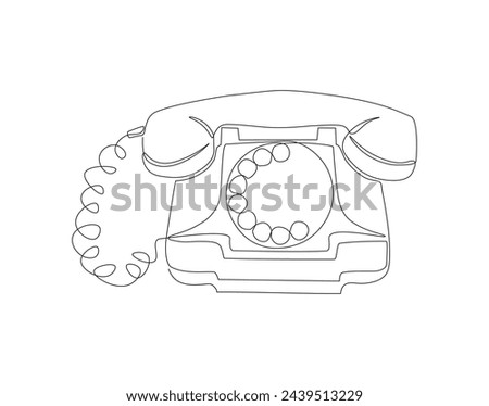 Continuous Line Drawing Of Rotary Telephone. One Line Of Old Telephone. Telephone Rings with Handset Continuous Line Art. Editable Outline.

