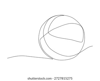 Um desenho em linha contínua de uma bola redonda, adequado para esportes ou jogos, em um estilo gráfico minimalista.