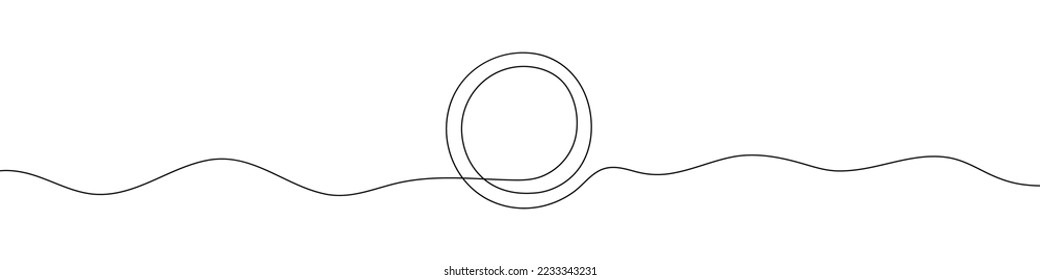 Continuous line drawing of round frame. One line icon of frame. One line drawing background. Vector illustration. Abstract background
