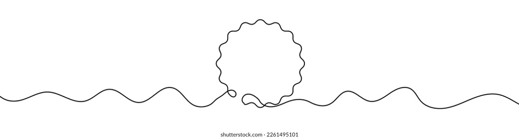 Continuous line drawing of round frame. One line icon of frame. One line drawing background. Vector illustration. Abstract background