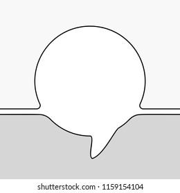 Continuous line drawing of round speech bubble, Vector minimalistic linear illustration made of one line on grayscale background