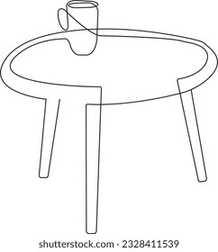 continuous line drawing. round table. simple vector illustration. round table concept hand drawing sketch line