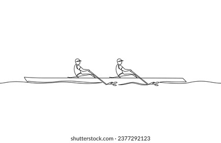 Continuous line drawing. Rowing. Water sport. One line vector illustration