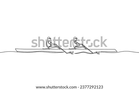 Continuous line drawing. Rowing. Water sport. One line vector illustration