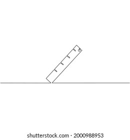 Continuous line drawing of ruler, object one line, single line art, vector illustration