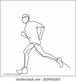 Continuous line drawing of Runner man. People run when doing action sport or jogging.
