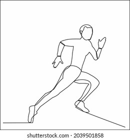 Continuous line drawing of Runner man. People run when doing action sport or jogging.