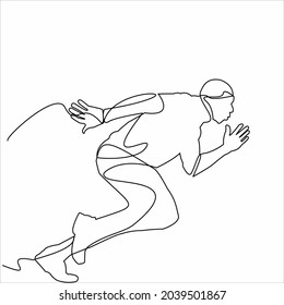Continuous line drawing of Runner man. People run when doing action sport or jogging.