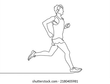 Continuous line drawing of runner minimalist design sport theme