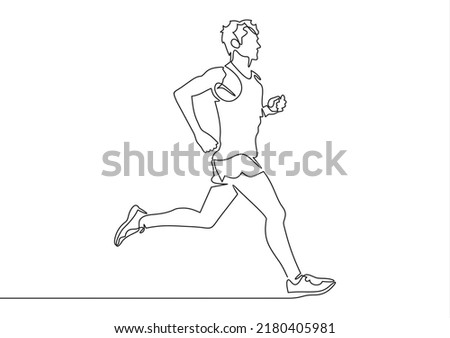 Continuous line drawing of runner minimalist design sport theme