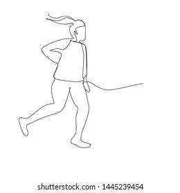 continuous line drawing of running athlete girl. isolated sketch drawing of running athlete girl line concept. outline thin stroke vector illustration