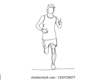 Continuous line drawing of running men running