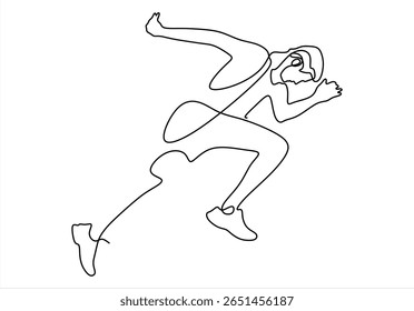 Continuous Line Drawing of a Running Person in Motion.  line icon-continuous line drawing. Editable stroke. 