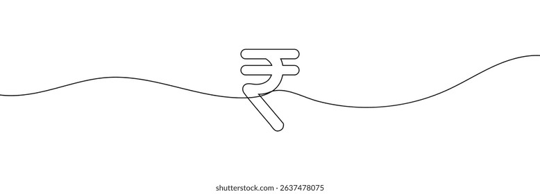 Continuous line drawing of Rupee currency symbol. Line art of Indian rupee currency symbol. Vector illustration . EPS 10 . 