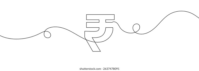 Continuous line drawing of Rupee currency symbol. Line art of Indian rupee currency symbol. Vector illustration . EPS 10 . 
