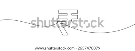 Continuous line drawing of Rupee currency symbol. Line art of Indian rupee currency symbol. Vector illustration . EPS 10 . 