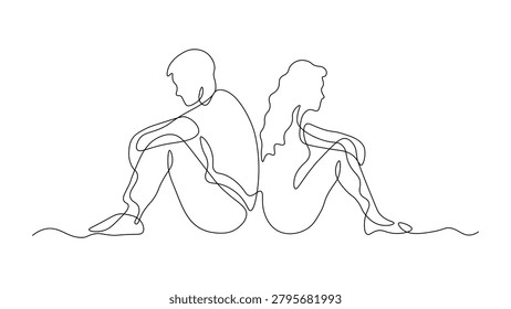 Continuous line drawing sad
