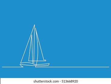 continuous line drawing of sailboat