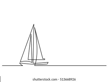 Continuous Line Drawing Of Sailboat