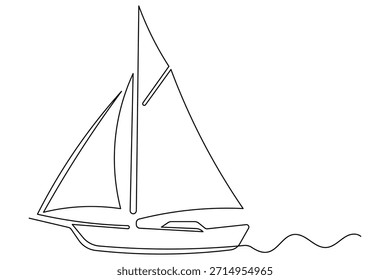 Dibujo de línea continuo de un icono de velero diseño minimalista simple