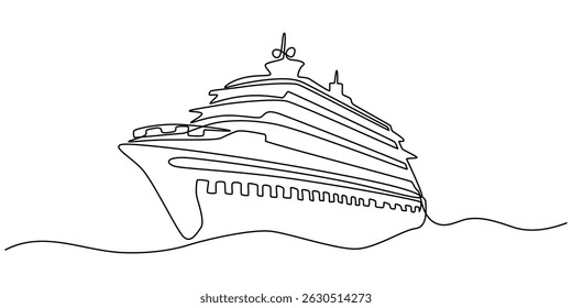 continuous line drawing of sailboat. one line vector icon of ship, sailboat. vector illustration, Sailboat continuous one line icon drawing on white background, Simple illustration of a sailboat.