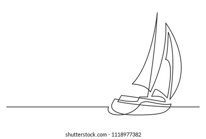 Continuous Line Drawing Of Sailing Boat