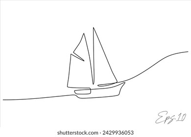 continuous line drawing of a sailing ship	