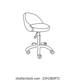 A Continuous Line Drawing Of A Salon Chair .simple Salon Chair Line Art Isolated On White Background