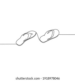 Continuous line drawing of sandals, simple icon, object symbol, vector illustration