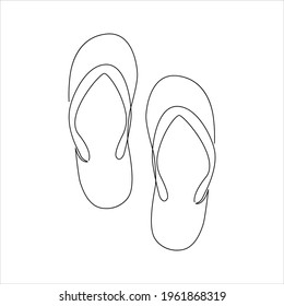 Continuous line drawing of sandals, simple icon, object symbol, vector illustration