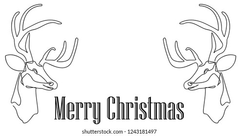 continuous line drawing of Santa Claus sitting on a sleigh with reindeer. vector illustration simple.Merry Christmas