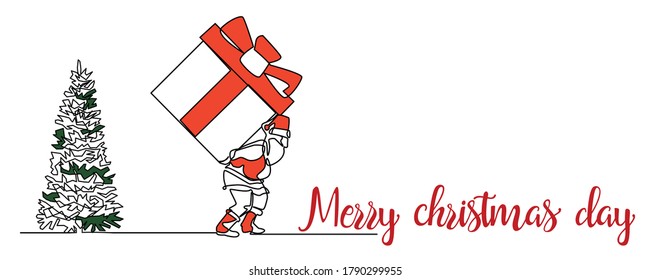 Dauerzeichnung des Weihnachtsmannes auf einem Schlitten mit Vektorgrafik einfach.Frohe Weihnachten
