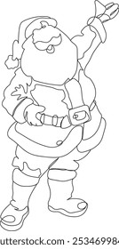 Continuous line drawing of Santa Claus, line art, vector